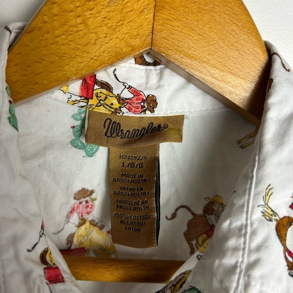 Wrangler Cowgirl Cowboys Printed Long Sleeve Little Girl Snap Button Down Size L - Picture 5 of 10
